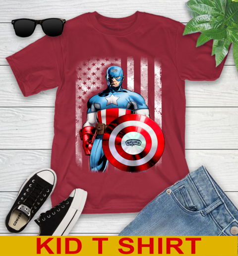 San Antonio Spurs NBA Basketball Captain America Marvel Avengers American Flag Shirt Youth T-Shirt 12