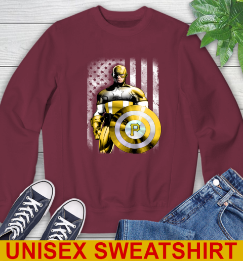 Pittsburgh Pirates MLB Baseball Captain America Marvel Avengers American Flag Shirt Sweatshirt 6