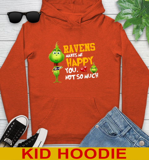 NFL Baltimore Ravens Makes Me Happy You Not So Much Grinch Football Sports Youth Hoodie 5 NFL Baltimore Ravens Makes Me Happy You Not So Much Grinch Football Sports Youth Hoodie - Image 5