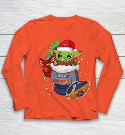 Chicago Bears Christmas Baby Yoda Star Wars Funny Happy NFL Youth Long Sleeve 4