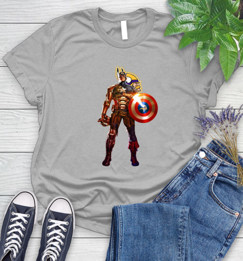 NFL Captain America Marvel Avengers Endgame Football Sports Minnesota Vikings Women's T-Shirt 5