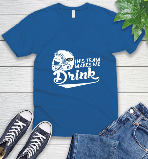 New York Jets NFL Football This Team Makes Me Drink Adoring Fan V-Neck T-Shirt 5