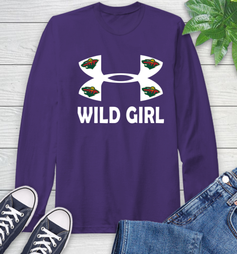NHL Minnesota Wild Girl Under Armour Hockey Sports Long Sleeve T-Shirt 5