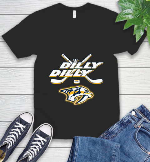 NHL Nashville Predators Dilly Dilly Hockey Sports V-Neck T-Shirt 2