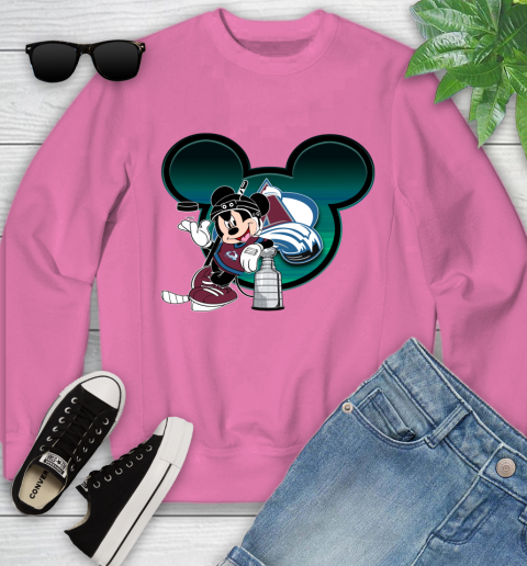 NHL Colorado Avalanche Stanley Cup Mickey Mouse Disney Hockey T Shirt Youth Sweatshirt 7