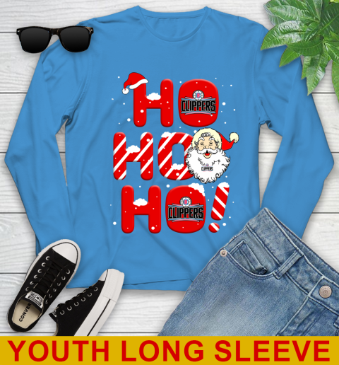 LA Clippers NBA Basketball Ho Ho Ho Santa Claus Merry Christmas Shirt Youth Long Sleeve 8
