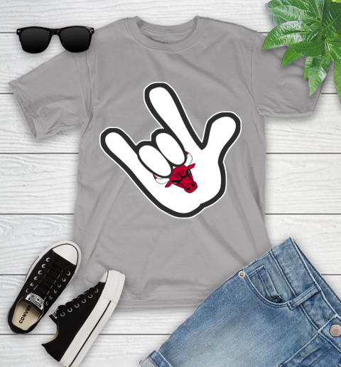 Chicago Bulls NBA Basketball Mickey Rock Hand Disney Youth T-Shirt 4