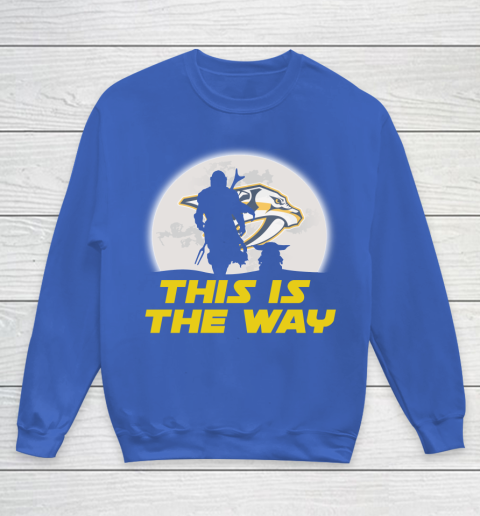 Nashville Predators NHL Ice Hockey Star Wars Yoda And Mandalorian This Is The Way Youth Sweatshirt 6