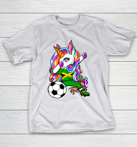 Dabbing Unicorn Jamaica Soccer Fans Jersey Jamaican Football T-Shirt 12