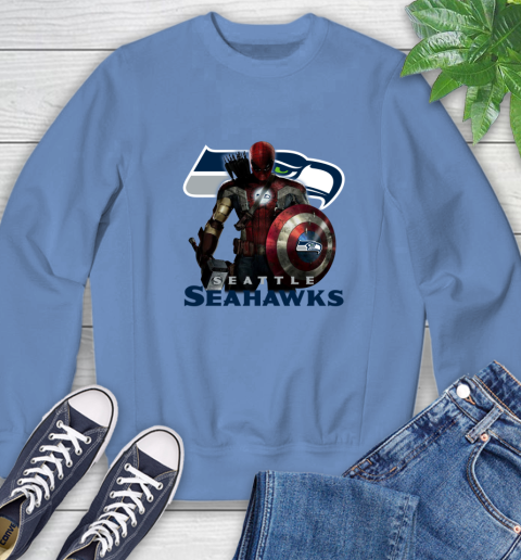 NFL Captain America Thor Spider Man Hawkeye Avengers Endgame Football Seattle Seahawks Sweatshirt 11