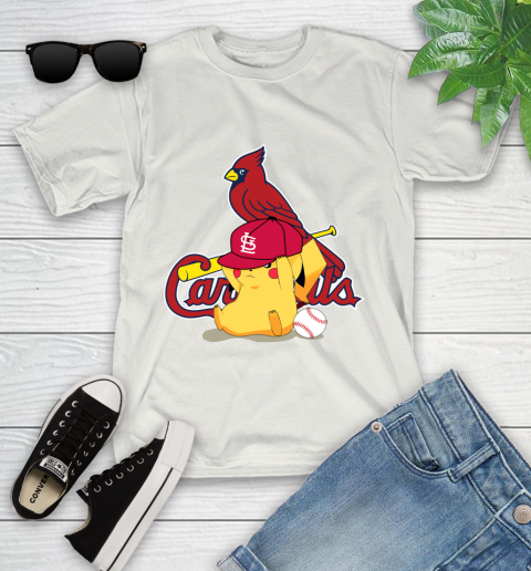 MLB Pikachu Baseball Sports St.Louis Cardinals Youth T-Shirt 12