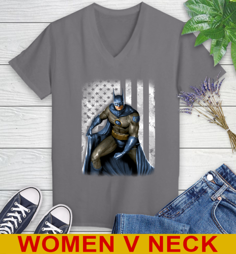 Memphis Grizzlies NBA Basketball Batman DC American Flag Shirt Women's V-Neck T-Shirt 11