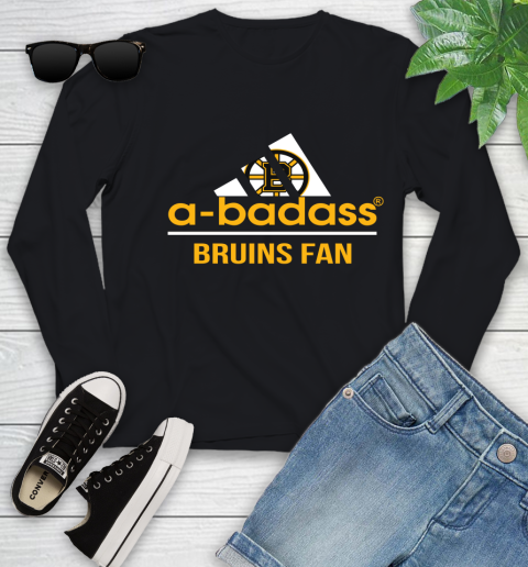 NHL A Badass Boston Bruins Fan Adidas Hockey Sports Youth Long Sleeve