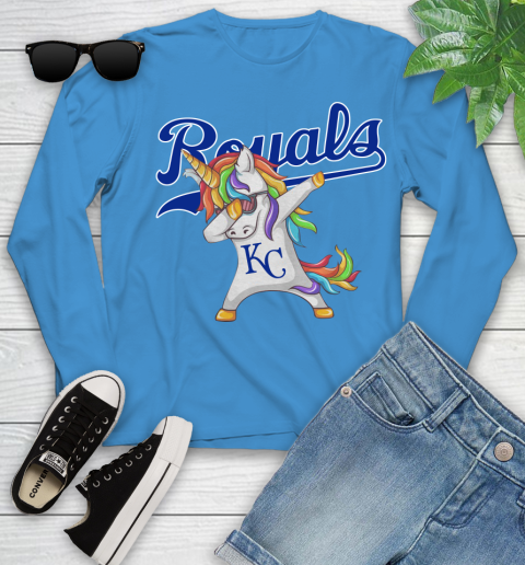 Kansas City Royals MLB Baseball Funny Unicorn Dabbing Sports Youth Long Sleeve 7