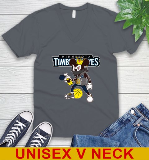 Minnesota Timberwolves NBA Basketball Mickey Peace Sign Sports V-Neck T-Shirt 5