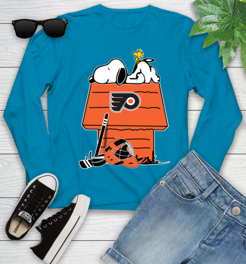 Philadelphia Flyers NHL Hockey Snoopy Woodstock The Peanuts Movie Youth Long Sleeve 7