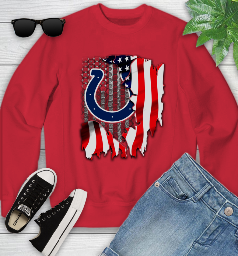 Indianapolis Colts NFL Football American Flag Youth Sweatshirt - Image 9