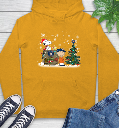 MLB Houston Astros Snoopy Charlie Brown Christmas Baseball Commissioner's Trophy Hoodie 2