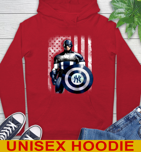 New York Yankees MLB Baseball Captain America Marvel Avengers American Flag Shirt Hoodie 10