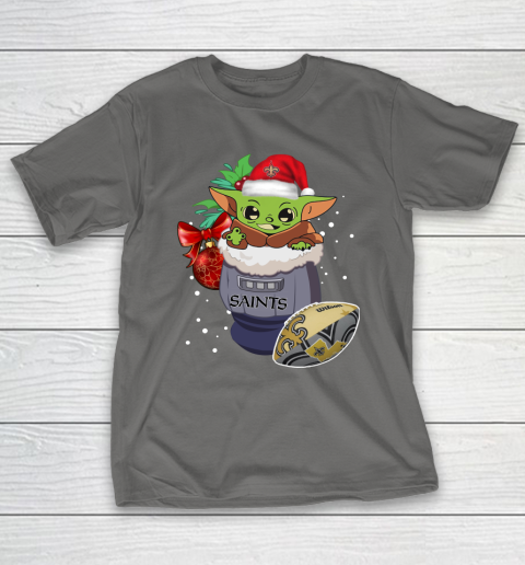 New Orleans Saints Christmas Baby Yoda Star Wars Funny Happy NFL T-Shirt 9