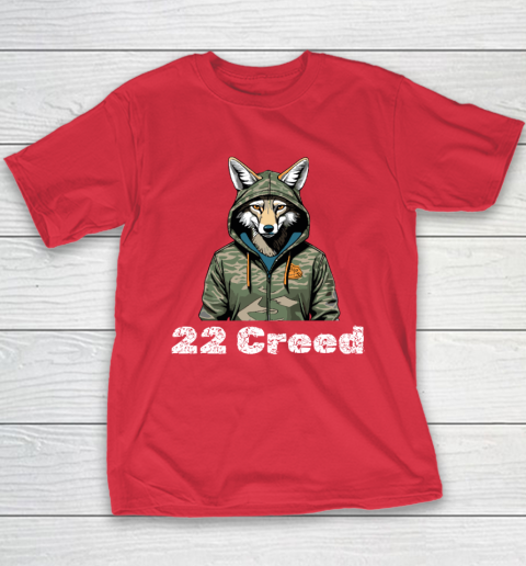 Coyote in Hood 22 Creed Graphic Hunting Youth T-Shirt 7