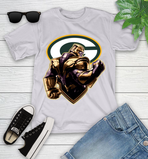 NFL Thanos Avengers Endgame Football Sports Green Bay Packers Youth T-Shirt 4