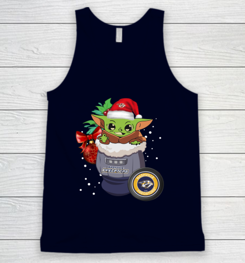 Nashville Predators Christmas Baby Yoda Star Wars Funny Happy NHL Tank Top 3
