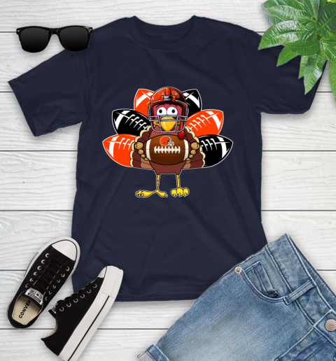 Cleveland Browns Turkey Thanksgiving Day Youth T-Shirt 3