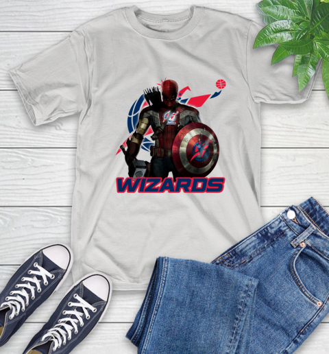 Washington Wizards NBA Basketball Captain America Thor Spider Man Hawkeye Avengers T-Shirt