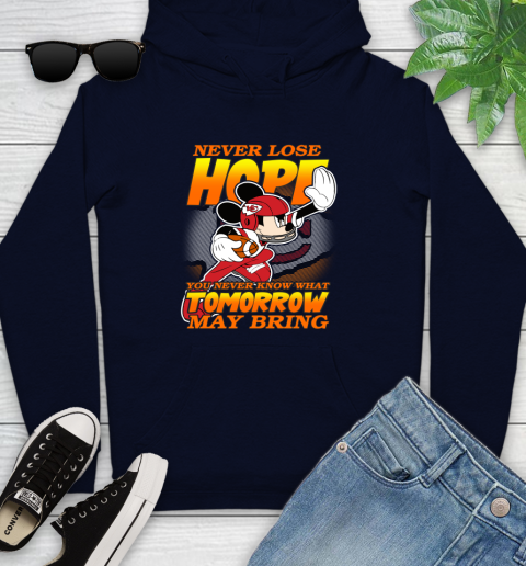 Kansas City Chiefs NFL Football Mickey Disney Never Lose Hope Youth Hoodie 3
