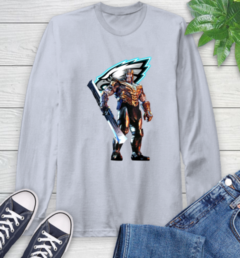 NFL Thanos Gauntlet Avengers Endgame Football Philadelphia Eagles Long Sleeve T-Shirt 6