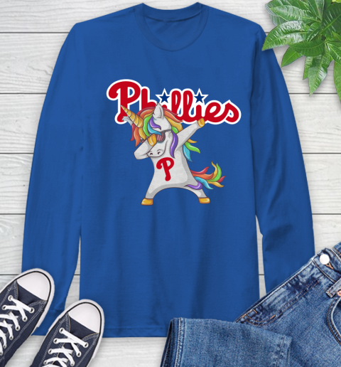Philadelphia Phillies MLB Baseball Funny Unicorn Dabbing Sports Long Sleeve T-Shirt 9