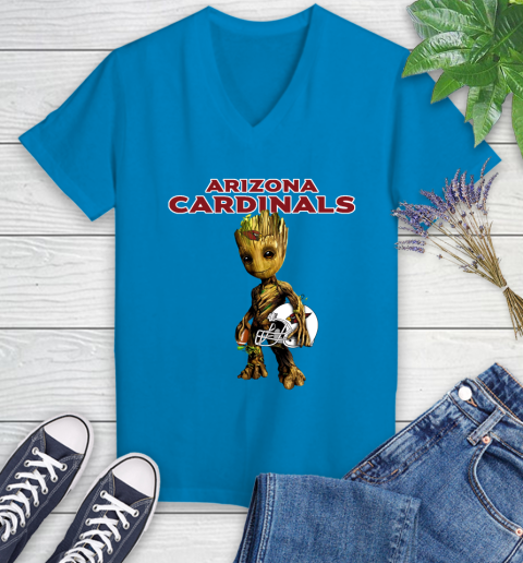 Arizona Cardinals NFL Football Groot Marvel Guardians Of The Galaxy Women's V-Neck T-Shirt 7