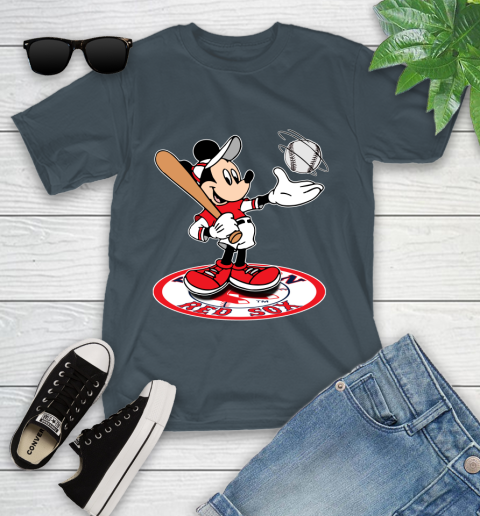 MLB Baseball Boston Red Sox Cheerful Mickey Disney Shirt Youth T-Shirt 8