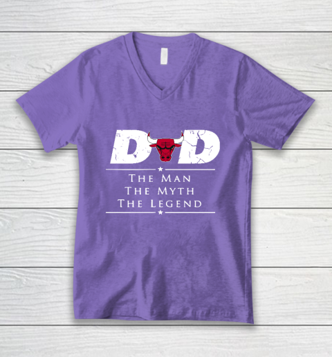 Chicago Bulls NBA Basketball Dad The Man The Myth The Legend V-Neck T-Shirt 8