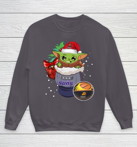 Phoenix Suns Christmas Baby Yoda Star Wars Funny Happy NBA Youth Sweatshirt 6