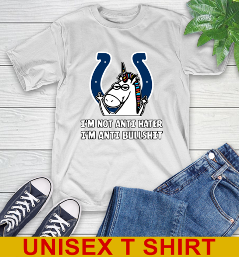 Indianapolis Colts NFL Football Unicorn I'm Not Anti Hater I'm Anti Bullshit T-Shirt