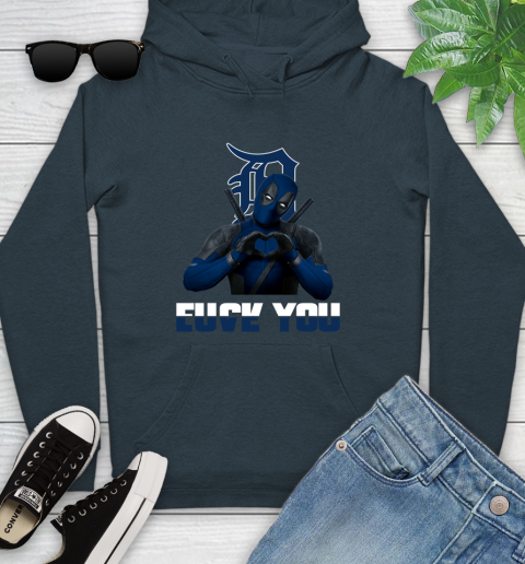 MLB Detroit Tigers Deadpool Love You Fuck You Baseball Sports Youth Hoodie 10