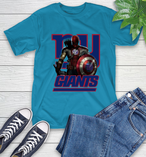 NFL Captain America Thor Spider Man Hawkeye Avengers Endgame Football New York Giants T-Shirt 8