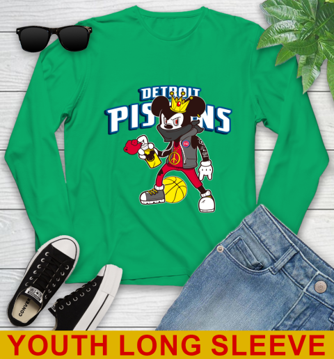 Detroit Pistons NBA Basketball Mickey Peace Sign Sports Youth Long Sleeve 7