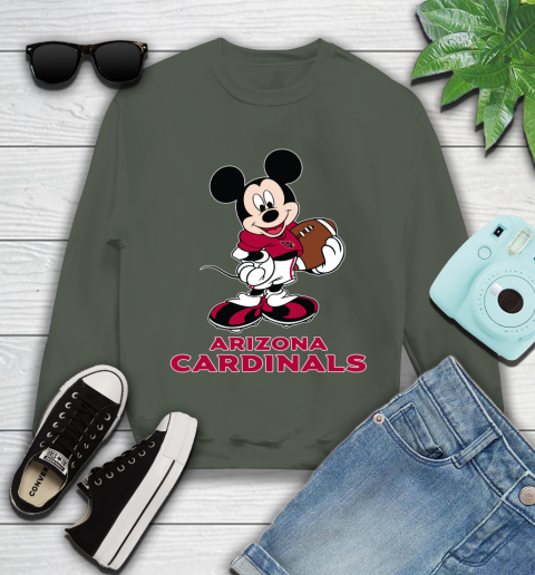 NFL Football Arizona Cardinals Cheerful Mickey Mouse Shirt Youth Sweatshirt 9