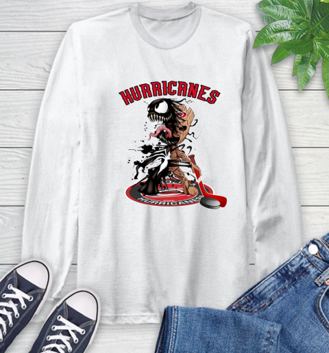 NHL Carolina Hurricanes Hockey Venom Groot Guardians Of The Galaxy Long Sleeve T-Shirt