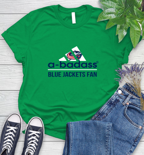 NHL A Badass Columbus Blue Jackets Fan Adidas Hockey Sports Women's T-Shirt 9