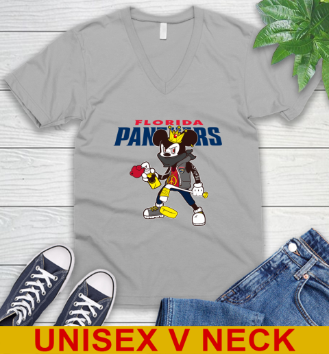 Florida Panthers NHL Hockey Mickey Peace Sign Sports V-Neck T-Shirt 4