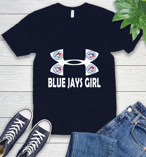 MLB Toronto Blue Jays Under Armour Baseball Sports V-Neck T-Shirt 2