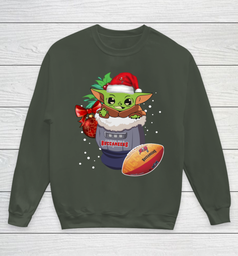 Tampa Bay Buccaneers Christmas Baby Yoda Star Wars Funny Happy NFL Youth Sweatshirt 10