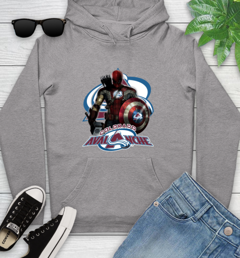 NHL Captain America Thor Spider Man Hawkeye Avengers Endgame Hockey Colorado Avalanche Youth Hoodie 6