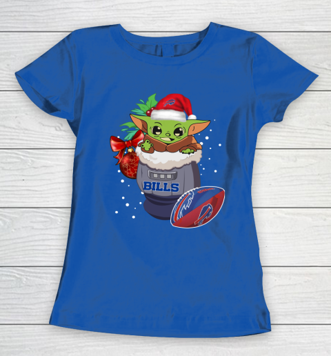 Buffalo Bills Christmas Baby Yoda Star Wars Funny Happy NFL Women's T-Shirt 9