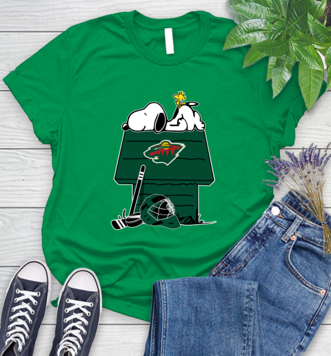 Minnesota Wild NHL Hockey Snoopy Woodstock The Peanuts Movie Women's T-Shirt 6