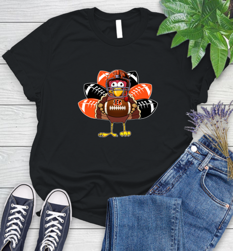 Cincinnati Bengals Turkey Thanksgiving Day Women's T-Shirt 2